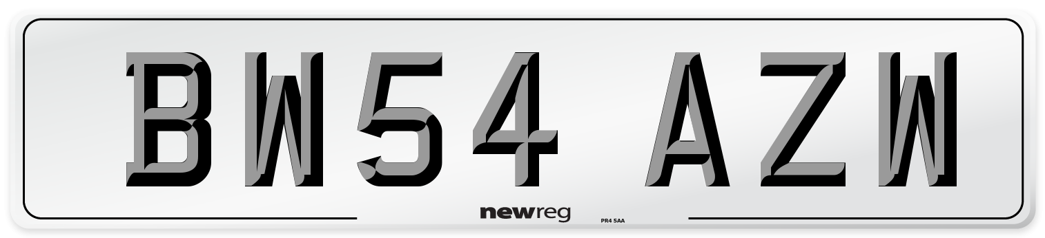 BW54 AZW Number Plate from New Reg